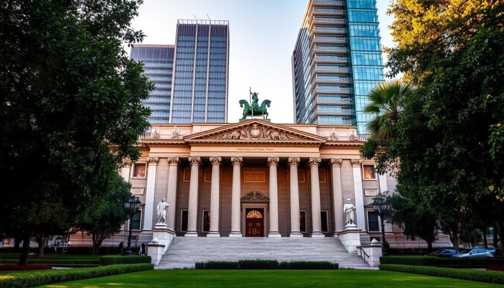 A grand museum complex stands proudly, its neoclassical façade bathed in warm afternoon light. Towering columns and ornate statues adorn the entrance, beckoning visitors to explore the treasures within. Lush greenery frames the scene, creating a serene and sophisticated atmosphere. Sleek modern buildings in the background suggest the juxtaposition of old and new in this vibrant urban setting. The image captures the essence of Mexico City's thriving arts and culture, inviting the viewer to discover the rich history and contemporary vibrancy of this iconic destination. A grand museum complex stands proudly, its neoclassical façade bathed in warm afternoon light. Towering columns and ornate statues adorn the entrance, beckoning visitors to explore the treasures within. Lush greenery frames the scene, creating a serene and sophisticated atmosphere. Sleek modern buildings in the background suggest the juxtaposition of old and new in this vibrant urban setting. The image captures the essence of Mexico City's thriving arts and culture, inviting the viewer to discover the rich history and contemporary vibrancy of this iconic destination.