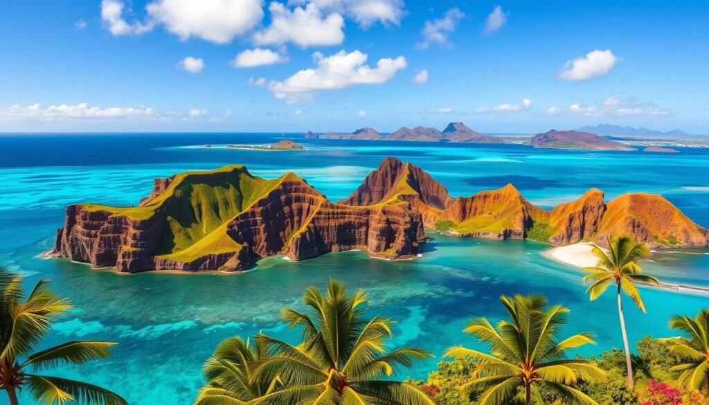 A picturesque collection of the most breathtaking Hawaiian islands, bathed in warm, golden sunlight and surrounded by crystal-clear turquoise waters. In the foreground, lush, verdant landscapes with swaying palm trees and colorful tropical flora create a tranquil, serene atmosphere. The middle ground features a lineup of iconic Hawaiian landmarks, including the dramatic cliffs of Nā Pali Coast, the volcanic peaks of Mauna Kea, and the pristine white-sand beaches of Lanikai. In the distance, the horizon is dotted with silhouettes of other captivating islands, hinting at the diverse natural wonders that await the discerning traveler. The image conveys a sense of paradise, inviting the viewer to explore the most remarkable spots in this breathtaking island archipelago. A picturesque collection of the most breathtaking Hawaiian islands, bathed in warm, golden sunlight and surrounded by crystal-clear turquoise waters. In the foreground, lush, verdant landscapes with swaying palm trees and colorful tropical flora create a tranquil, serene atmosphere. The middle ground features a lineup of iconic Hawaiian landmarks, including the dramatic cliffs of Nā Pali Coast, the volcanic peaks of Mauna Kea, and the pristine white-sand beaches of Lanikai. In the distance, the horizon is dotted with silhouettes of other captivating islands, hinting at the diverse natural wonders that await the discerning traveler. The image conveys a sense of paradise, inviting the viewer to explore the most remarkable spots in this breathtaking island archipelago.