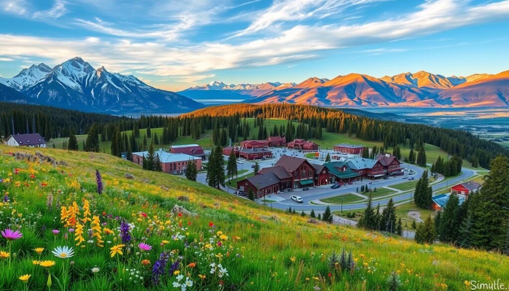A picturesque journey through the changing seasons of Colorado, captured in a series of vivid vignettes. In the foreground, lush meadows and wildflowers bloom amidst snow-capped peaks, their colors shifting from vibrant greens to warm autumnal hues. The middle ground features cozy mountain towns, their historic buildings and bustling streets framed by majestic evergreens. In the distance, vast expanses of rugged terrain unfold, painted in the soft, golden light of a Colorado sunset. The scene evokes a sense of wonder and exploration, inviting the viewer to experience the month-by-month highlights and ideal windows for visiting this breathtaking state. A picturesque journey through the changing seasons of Colorado, captured in a series of vivid vignettes. In the foreground, lush meadows and wildflowers bloom amidst snow-capped peaks, their colors shifting from vibrant greens to warm autumnal hues. The middle ground features cozy mountain towns, their historic buildings and bustling streets framed by majestic evergreens. In the distance, vast expanses of rugged terrain unfold, painted in the soft, golden light of a Colorado sunset. The scene evokes a sense of wonder and exploration, inviting the viewer to experience the month-by-month highlights and ideal windows for visiting this breathtaking state.