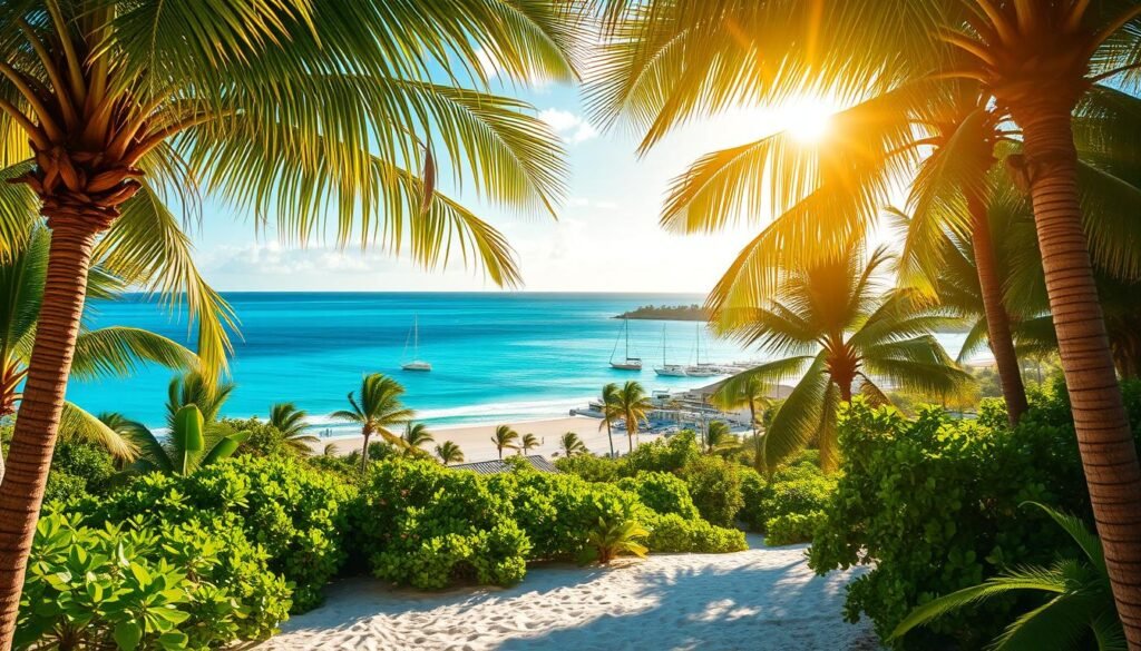 A tranquil, sun-drenched island paradise in the Florida Keys, bathed in warm tropical light. A lush, verdant landscape of swaying palm trees and vibrant foliage frames a stunning azure ocean vista. In the foreground, a pristine white-sand beach leads to gently lapping waves, while in the distance, a picturesque marina dotted with sailboats and yachts hints at the nearby coastal lifestyle. The scene exudes a serene, laid-back atmosphere, capturing the essence of the Florida Keys' natural beauty and the promise of endless, leisurely days under the soothing influence of the ocean breeze. A tranquil, sun-drenched island paradise in the Florida Keys, bathed in warm tropical light. A lush, verdant landscape of swaying palm trees and vibrant foliage frames a stunning azure ocean vista. In the foreground, a pristine white-sand beach leads to gently lapping waves, while in the distance, a picturesque marina dotted with sailboats and yachts hints at the nearby coastal lifestyle. The scene exudes a serene, laid-back atmosphere, capturing the essence of the Florida Keys' natural beauty and the promise of endless, leisurely days under the soothing influence of the ocean breeze.