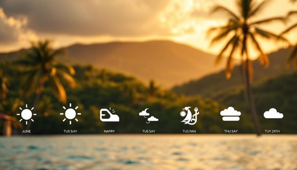 A vibrant monthly guide showcasing the captivating beauty of Jamaica, captured through a cinematic lens. In the foreground, a series of evocative icons representing the distinct seasons and weather patterns. Muted tones in the middle ground create a sense of timelessness, while the lush, verdant landscape in the background evokes the island's natural splendor. Warm, golden lighting casts a serene glow, evoking the island's inviting atmosphere. Crisp, high-resolution details bring each element to life, inviting the viewer to explore the perfect time to visit this Caribbean paradise. A vibrant monthly guide showcasing the captivating beauty of Jamaica, captured through a cinematic lens. In the foreground, a series of evocative icons representing the distinct seasons and weather patterns. Muted tones in the middle ground create a sense of timelessness, while the lush, verdant landscape in the background evokes the island's natural splendor. Warm, golden lighting casts a serene glow, evoking the island's inviting atmosphere. Crisp, high-resolution details bring each element to life, inviting the viewer to explore the perfect time to visit this Caribbean paradise.