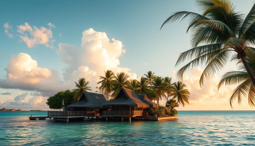 best island seasonal windows, scenic tropical island landscape with palm trees, thatched roof beach huts, azure ocean waters, fluffy white clouds, warm golden hour lighting, wide angle lens, tranquil, serene, idyllic best island seasonal windows, scenic tropical island landscape with palm trees, thatched roof beach huts, azure ocean waters, fluffy white clouds, warm golden hour lighting, wide angle lens, tranquil, serene, idyllic